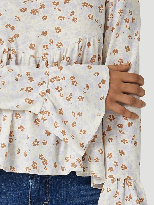 ropa mx Wrangler mujer Top liso de manga larga con canesú delantero y trasero de un punto negro (lw1002x) 62D6888