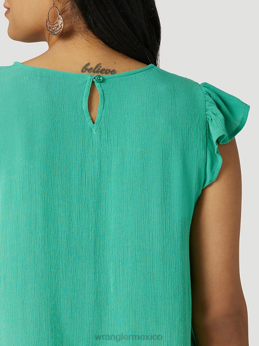 ropa mx Wrangler mujer Top liso de manga larga con canesú delantero y trasero de un punto negro (lw1002x) 62D6888