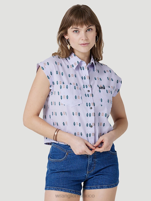 ropa mx Wrangler mujer Top liso de manga larga con canesú delantero y trasero de un punto negro (lw1002x) 62D6888