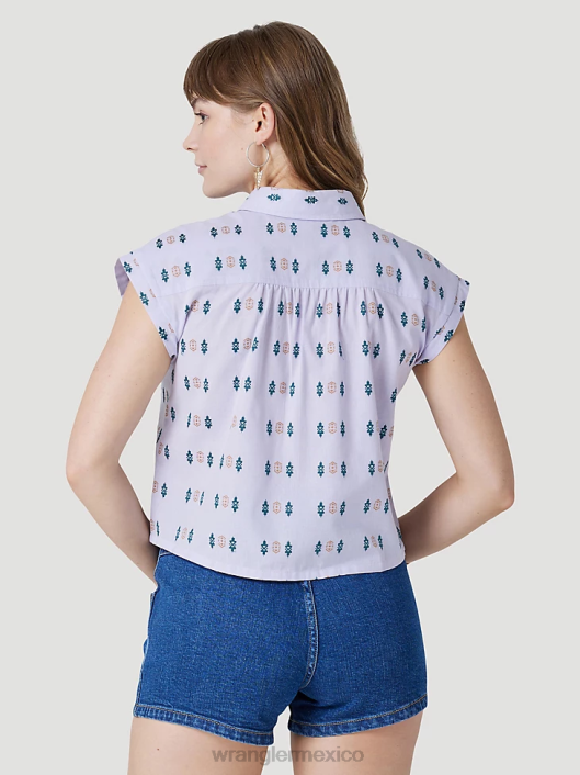 ropa mx Wrangler mujer Top liso de manga larga con canesú delantero y trasero de un punto negro (lw1002x) 62D6888