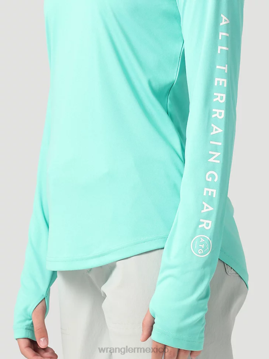 ropa mx Wrangler mujer atg by camiseta para el sol con capucha turquesa (112321844) 62D6901