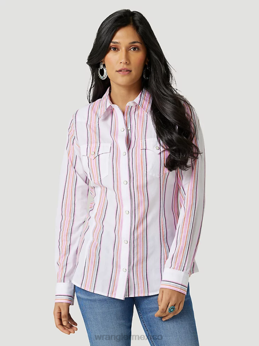 ropa mx Wrangler mujer camisa estilo western con lazo en la parte delantera azul maui (112333540) 62D6884