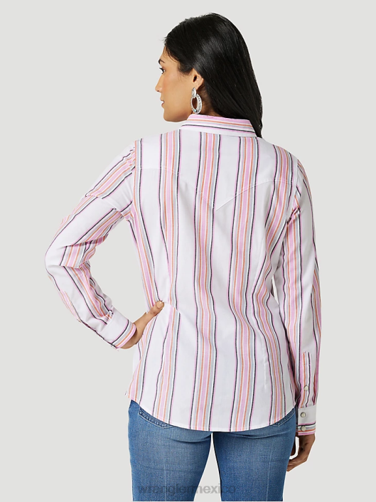 ropa mx Wrangler mujer camisa estilo western con lazo en la parte delantera azul maui (112333540) 62D6884