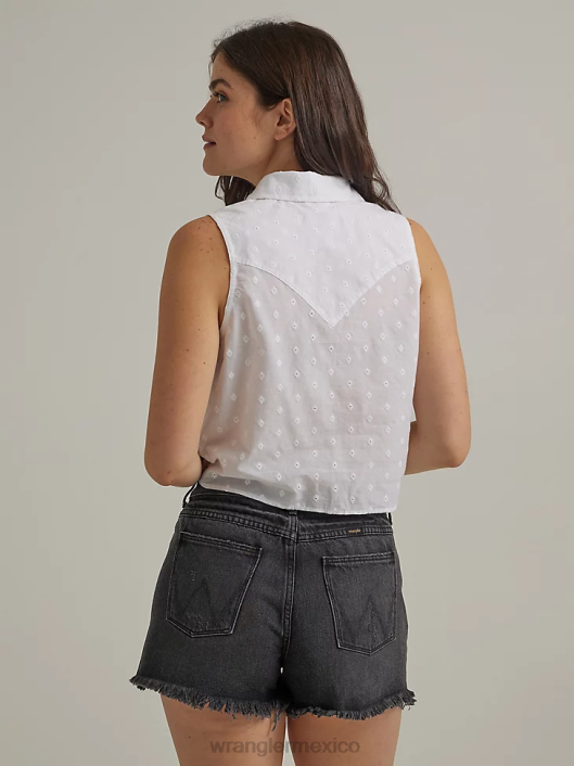 ropa mx Wrangler mujer camisa estilo western con lazo en la parte delantera blanco (112333539) 62D6885