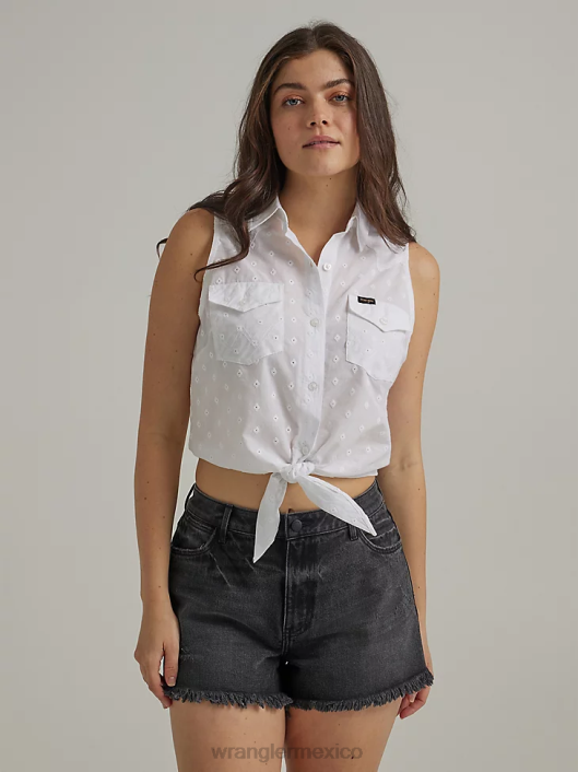 ropa mx Wrangler mujer camisa estilo western con lazo en la parte delantera blanco (112333539) 62D6885
