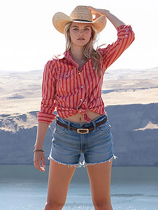 ropa mx Wrangler mujer camisa retro americana bandana western snap rojo (112327234) 62D6882
