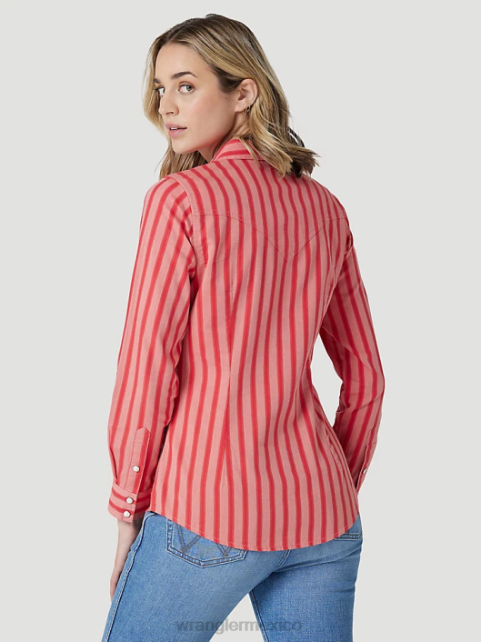 ropa mx Wrangler mujer camisa retro americana bandana western snap rojo (112327234) 62D6882