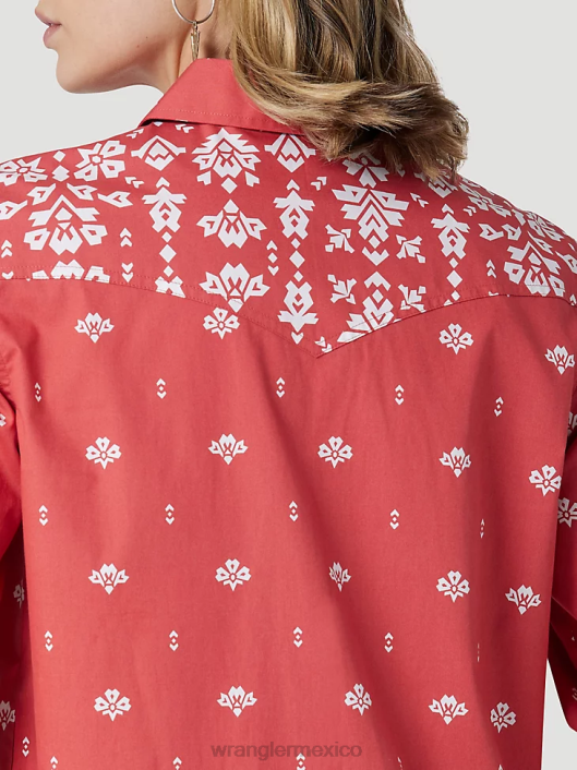 ropa mx Wrangler mujer camisa retro americana bandana western snap rojo (112327234) 62D6882