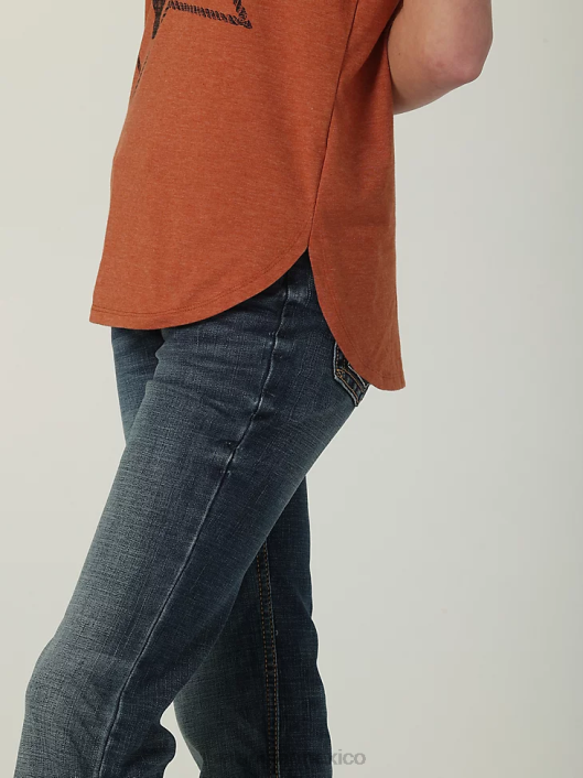 ropa mx Wrangler mujer camisa vaquera de manga larga con broche estilo western mezclilla media (lw7006d) 62D6880