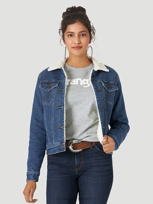 ropa mx Wrangler mujer chaqueta estilo western retro con forro de sherpa mezclilla (lwj320d) 62D6869