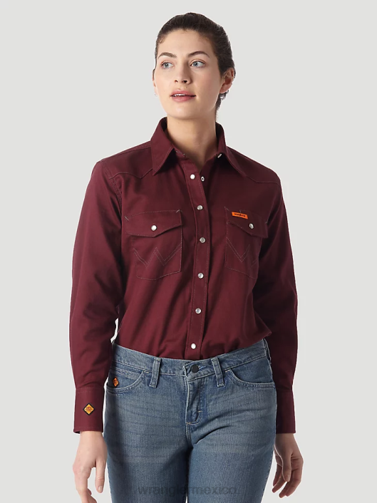 ropa mx Wrangler mujer fr resistente al fuego manga larga sólido burdeos (frlw04r) 62D6895