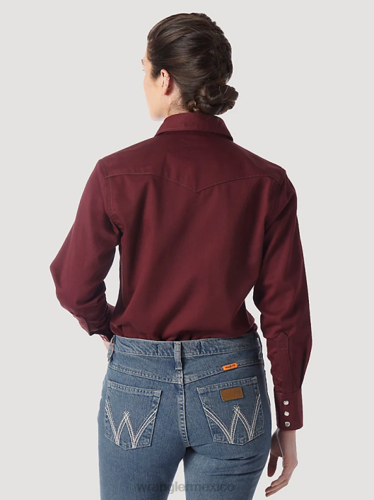 ropa mx Wrangler mujer fr resistente al fuego manga larga sólido burdeos (frlw04r) 62D6895