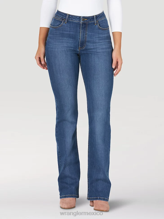 ropa mx Wrangler mujer jeans tipo bota atrevidos de talle alto Hudson (10mt1bthd) 62D6734