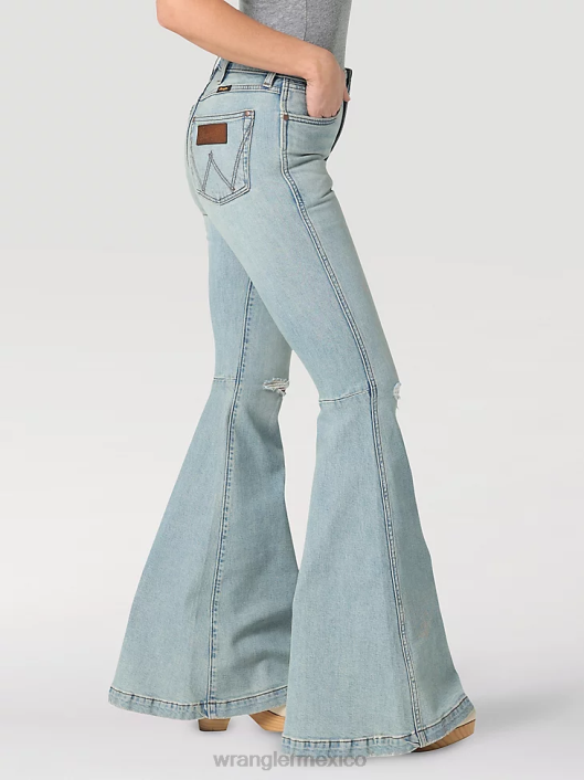 ropa mx Wrangler mujer jeans tipo bota atrevidos de talle alto medio oscuro (112324285) 62D6730