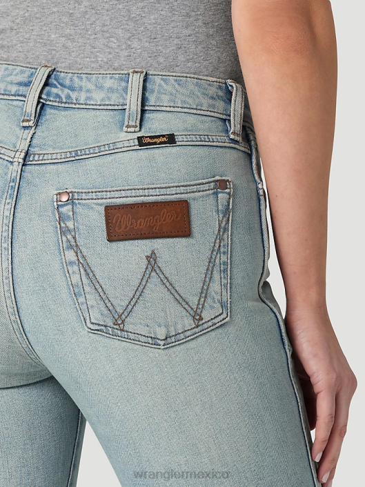 ropa mx Wrangler mujer jeans tipo bota atrevidos de talle alto medio oscuro (112324285) 62D6730