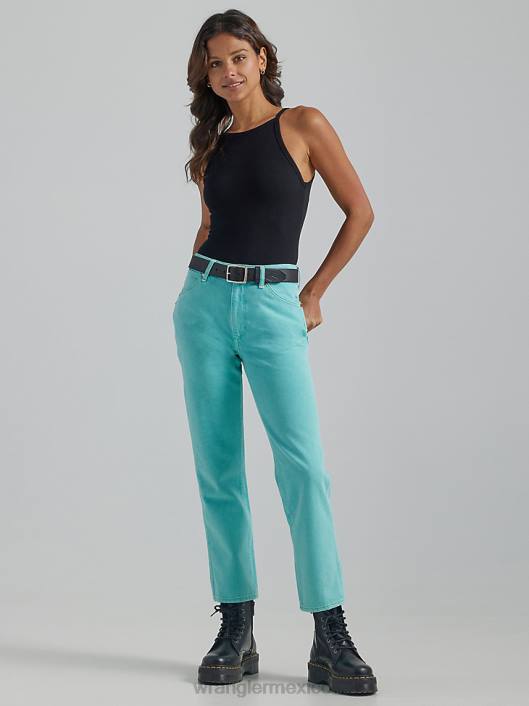 ropa mx Wrangler mujer salvaje oeste 603 jeans rectos de talle alto acuario (112334577) 62D6767