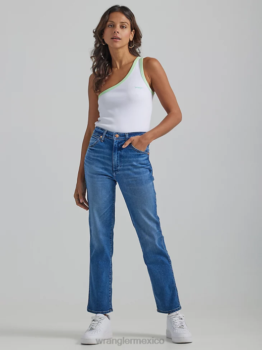 ropa mx Wrangler mujer salvaje oeste 603 jeans rectos de talle alto mar de humo (112334568) 62D6766