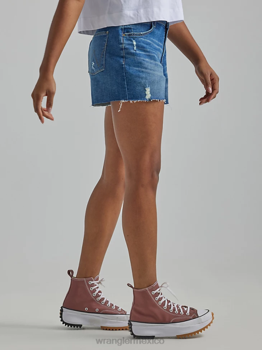 ropa mx Wrangler mujer shorts vintage de tiro alto con cortes camino de tierra (112327627) 62D6836