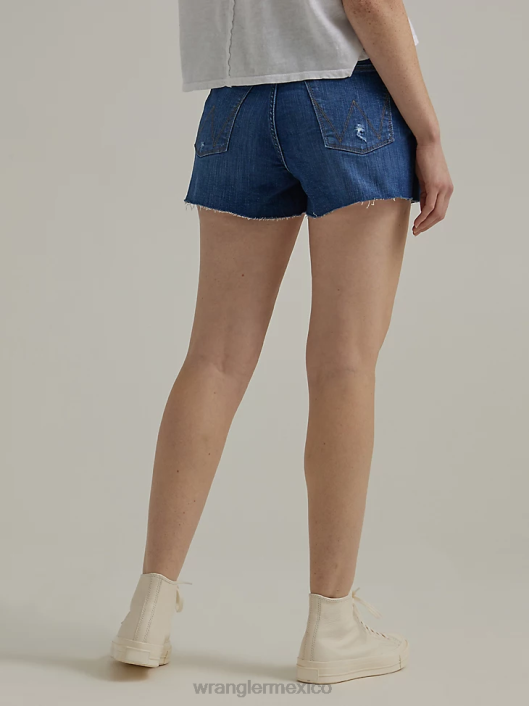 ropa mx Wrangler mujer shorts vintage de tiro alto con cortes carmesí (112327628) 62D6832