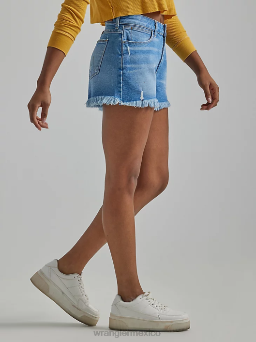 ropa mx Wrangler mujer shorts vintage de tiro alto con cortes lavado claro (112327626) 62D6841