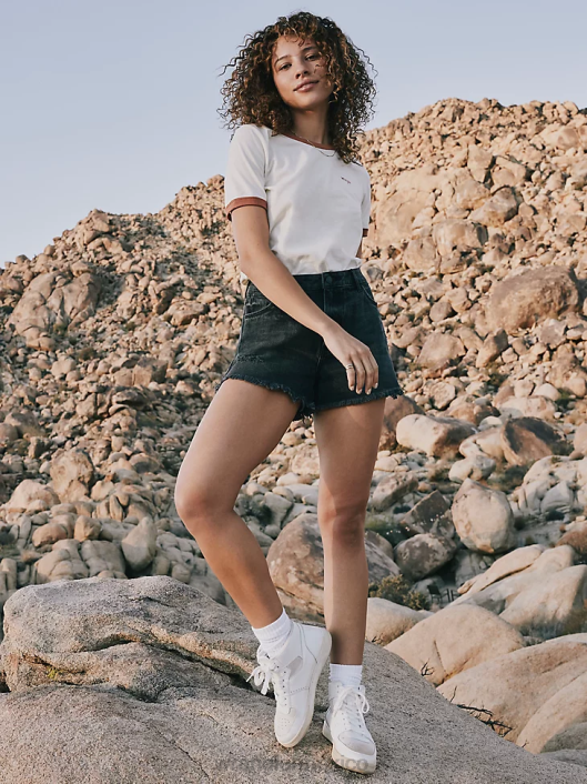 ropa mx Wrangler mujer shorts vintage de tiro alto con cortes luz de la luna (112333535) 62D6834