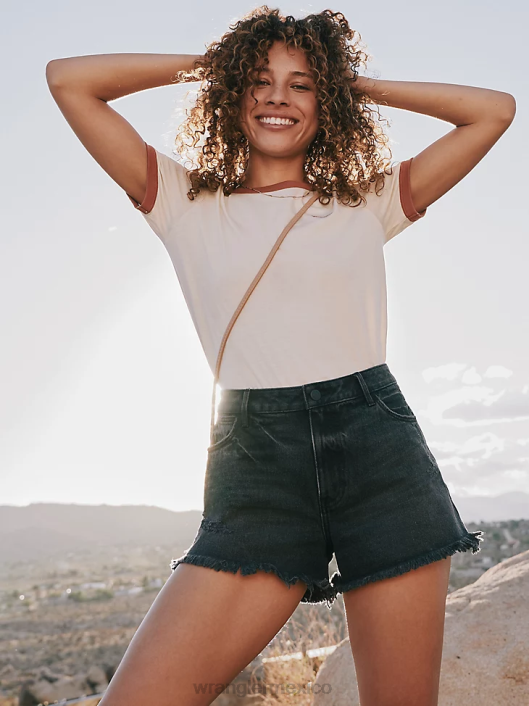ropa mx Wrangler mujer shorts vintage de tiro alto con cortes luz de la luna (112333535) 62D6834