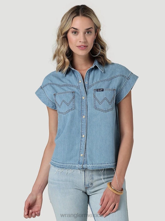 ropa mx Wrangler mujer top retro sin mangas a cuadros con broche occidental rojo pop (112329682) 62D6896