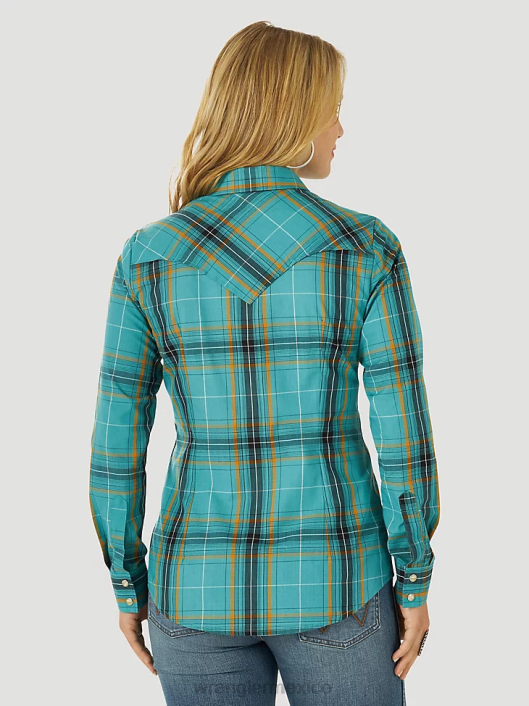 ropa mx Wrangler mujer top retro sin mangas a cuadros con broche occidental rojo pop (112329682) 62D6896