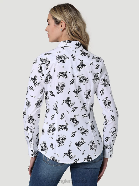 ropa mx Wrangler mujer top retro sin mangas a cuadros con broche occidental rojo pop (112329682) 62D6896