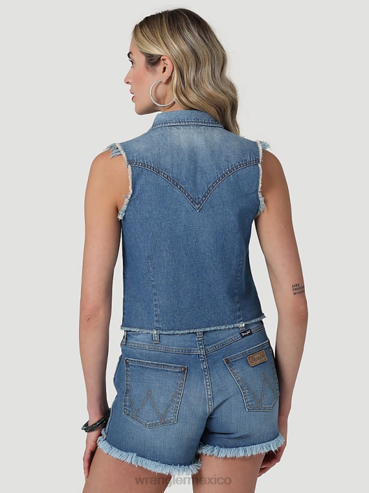 ropa mx Wrangler mujer top retro sin mangas a cuadros con broche occidental rojo pop (112329682) 62D6896